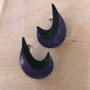 Purple Black Pierced Earrings Preowned